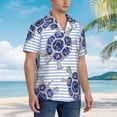 thumbnail image 2 of Lsque Turtle with Blue Stones pattern Hawaiian Shirt for Men, Unisex Summer Beach Casual Short Sleeve Button Down Shirts-Large, 2 of 9