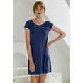 thumbnail image 6 of Ekouaer Womens Nightgown Sleep Shirt Dress Satin Patchwork Short Sleeve Sleepwear with Pocket, 6 of 7