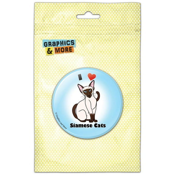 I Heart Love Siamese Cats Pet Pinback Button Pin Badge