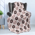 thumbnail image 4 of Goat Soft Flannel Fleece Blanket, Composition of Animal Faces in Circles on a Background of Streaks Overlapping, Cozy Plush for Indoor and Outdoor Use, 60" x 80", Brown Blush White, by Ambesonne, 4 of 5