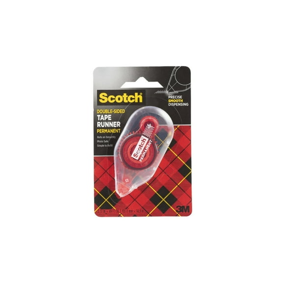 Scotch Adhesive Dot Roller, Clear, 1/3 in. x 49 ft, 1 Roller