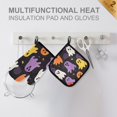thumbnail image 4 of Yayeee Oven Mitts and Pot Holder Set of 4 Heat Resistant Kitchen Gloves Baking Hot Pad, Yellow Halloween Ghosts, 4 of 5