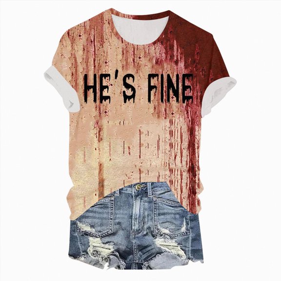 HCNTES Halloween Shirts for Women Halloween Pumpkin Graphic Tees Thanksgiving Short Sleeve Fall Shirts Loose Fit(XXL,A492-Brick Red)