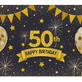 thumbnail image 3 of Glamorous Gold 50th Birthday Banner with Balloons Stars and Sparkles Backdrop Decor for Birthday Party Photography Props Celebration Decorations, 3 of 7