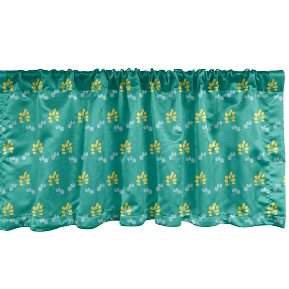 Ambesonne Floral Valance Pack of 2, Abstract Botany Flower Twigs, 54"X12", Turquoise and Mustard