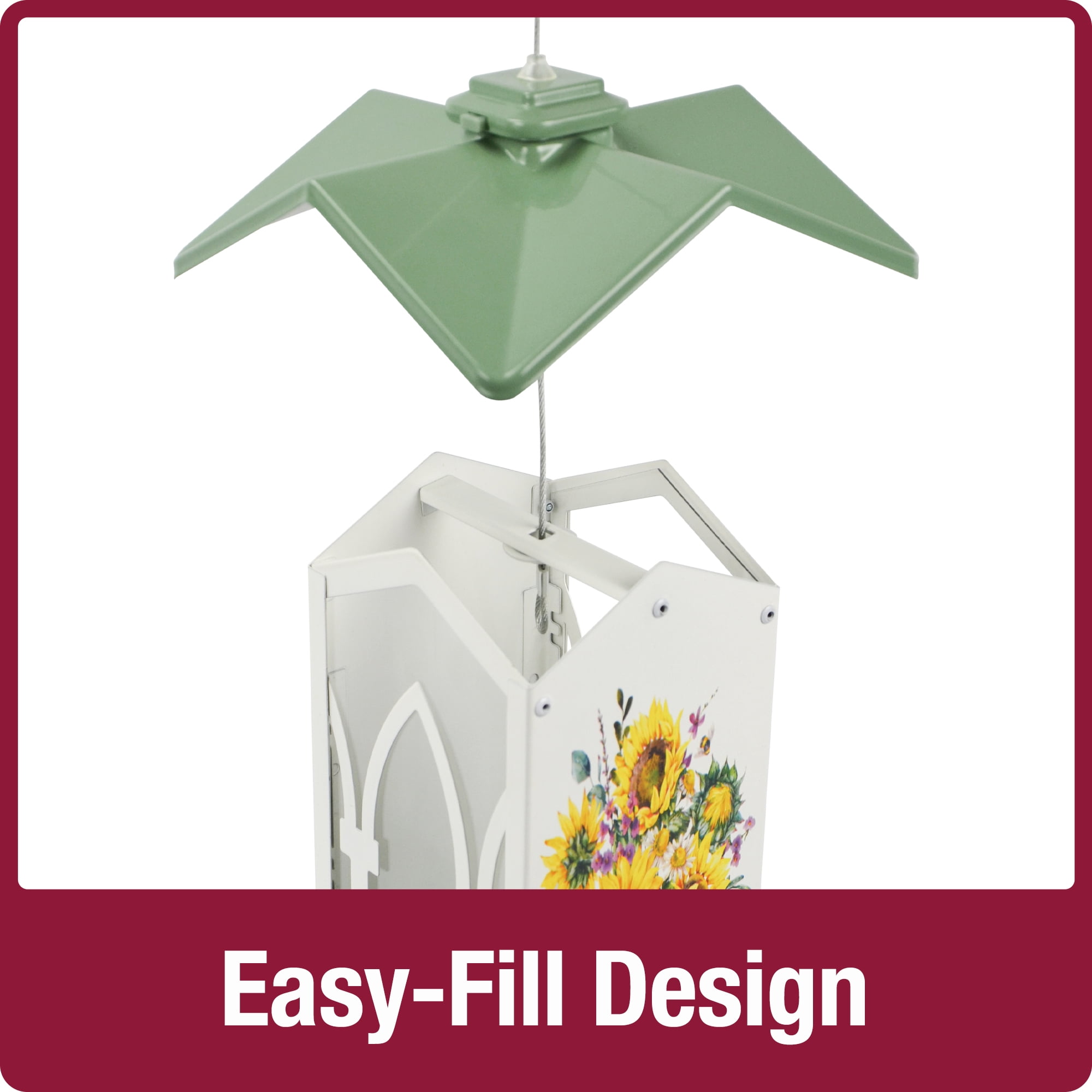 Nature's Way Country Cottage Metal Gazebo Bird Feeder 1.56 Qt, Green