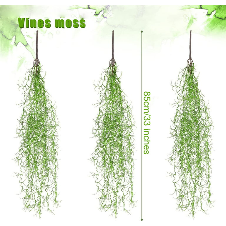 Fofetbfo 6 Pack Artificial Vines Moss Faux Greenery Moss for Potted Plants,  42 Inch Faux Spanish Moss Garland, Artificial Hanging Moss Greenery
