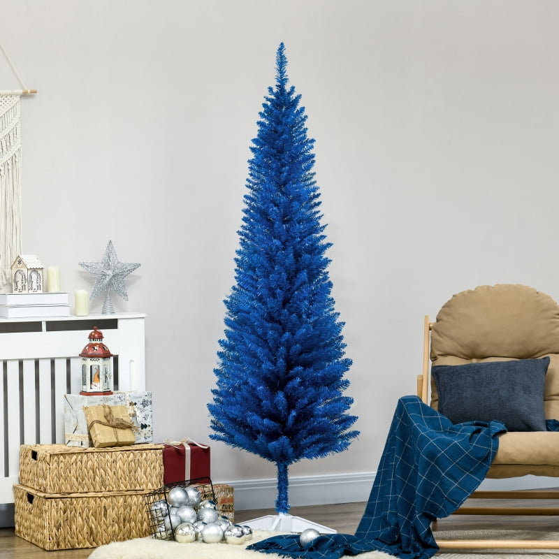 Alvantor Christmas Tree Unlit Pencil with 390 Tips, Slim Holiday Decor 21.75"x21.75"x72" 6ft Blue