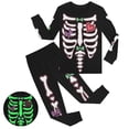 thumbnail image 4 of WIBACKER Halloween Little Boy Girl Glow-in-the-Dark Pajamas 100% Cotton Toddler Kids 2-Pieces Skeleton Sleepwear Sets,7 Years, 4 of 10