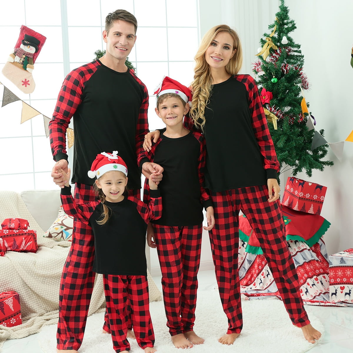 2023 New Year s Clothes Family Matching Clothing Set DIY Patchwork Xmas Gift for Family Look Christmas Pajamas Sleepwear Pyjamas Walmart