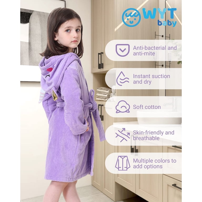 Kids 100% Terry Cotton Oeko-TEX White Towelling Hooded Bath Robe Gown
