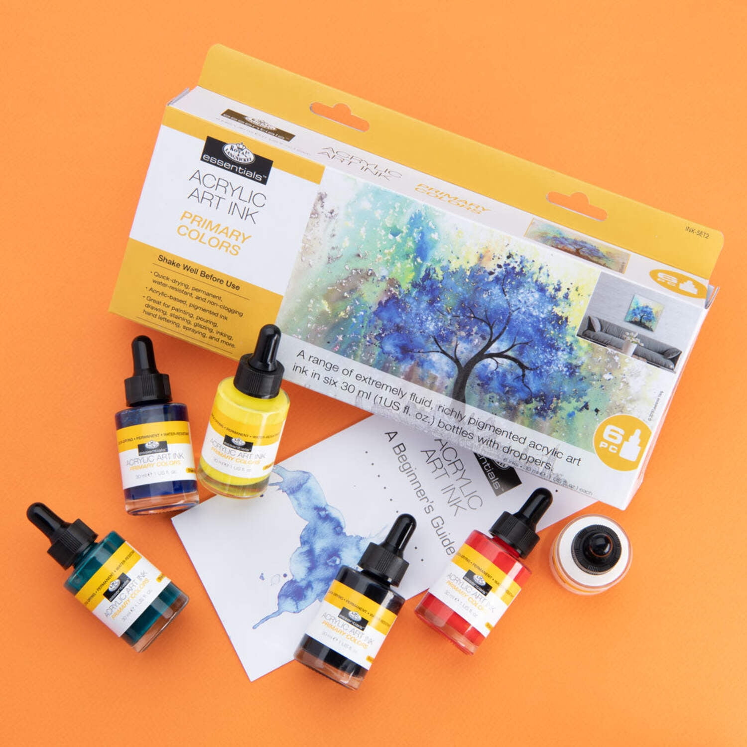 Royal & Langnickel Essentials™ 6pc Primary Colors Acrylic Art Ink Bottles