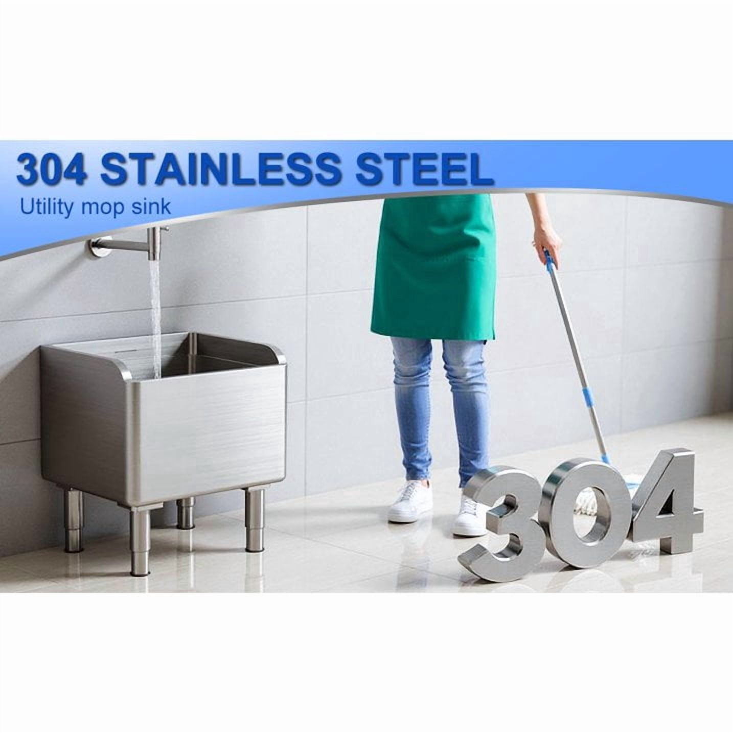 Dapmiu 17.72 Inch Stainless Steel Mop Sink, Heavy Duty Utility Sink for Janitorial & Laundry Room Use
