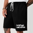 thumbnail image 3 of Mens Casual Shorts Lace-Up Elástico Cintura Bolsillo Ejercicio Fitness Hogar Pantalones de Media Longitud para Diario, 3 of 4