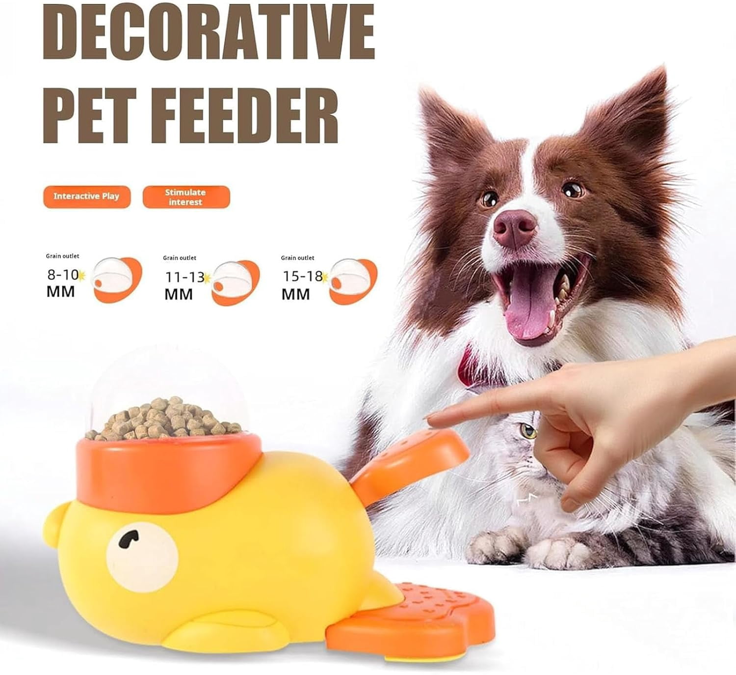 Duck Cat Treat Dispenser,Anti-Slip Interactive Slow Puzzle Feeder, 3 Challenge Lids for IQ Training, Mental Enrichment for Small Cats,Dogs,Other Pets