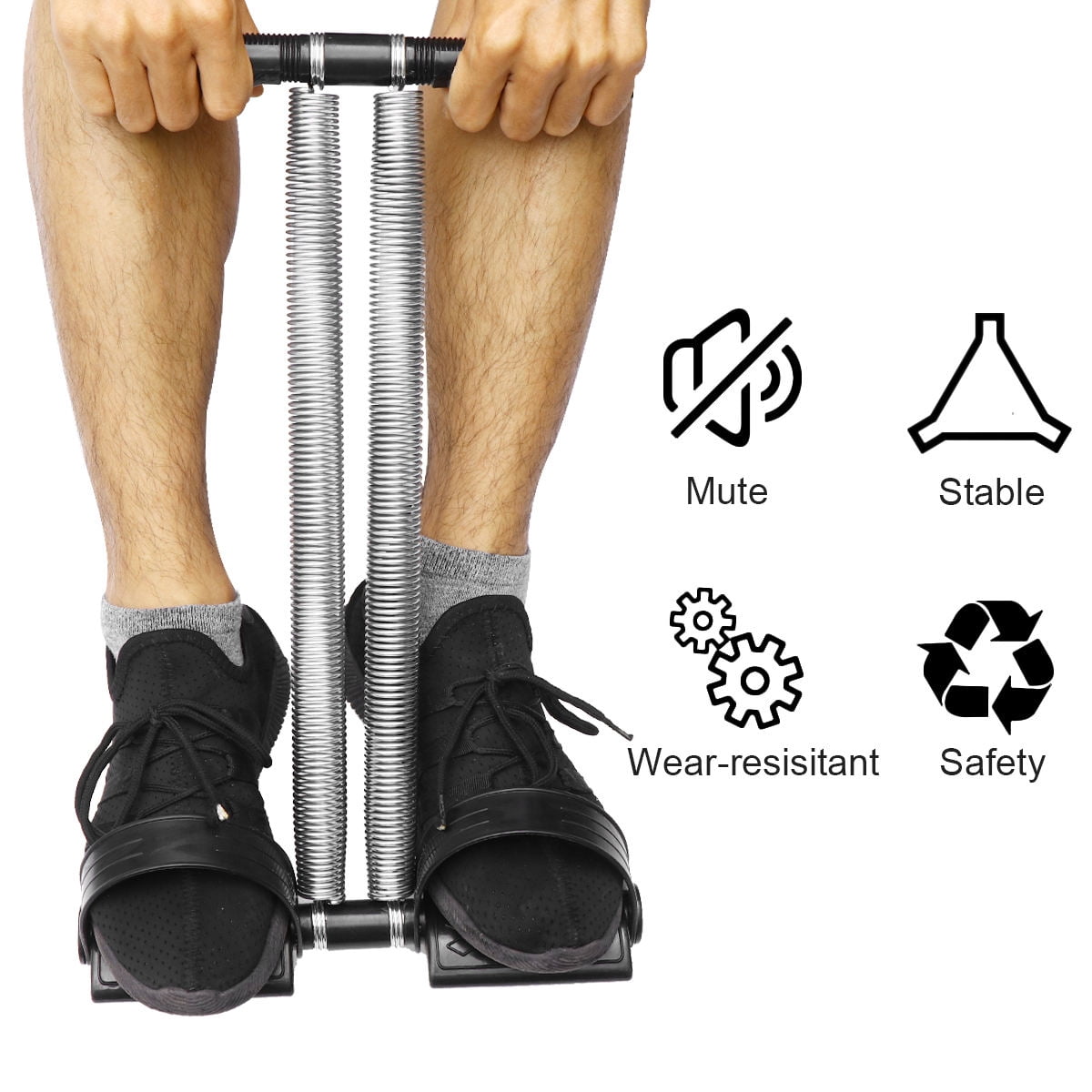 LULULION Black Pedal Fitness Steel Pull Rope for Sports Use, Ergonomic Handles, Resistance Training