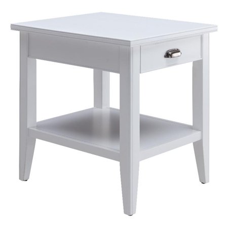 Pemberly Row Modern End Table with Drawer and Display Shelf-White