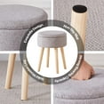 thumbnail image 4 of Storage Ottoman Linen Round Vanity Stool Tray Top Modern Foot Stool with Wood Legs Multifunctional Upholstered Foot Ottoman Rest for Living Room, Bathroom, Makeup (Grey), 4 of 20