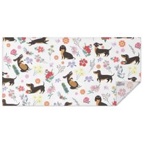 Dachshunds with Flowers Rectangle Tablecloth 60"x120",Waterproof Polyester Rectangle Table Cloth, Wipeable Spillproof Polyester Tablecloth for Dining, Camping, Indoor and Outdoor