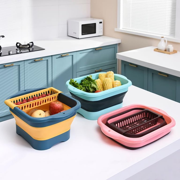 Collapsible Dish Basin With Drain Plug – 9L Foldable Sink Tub, Grey, Space Saving