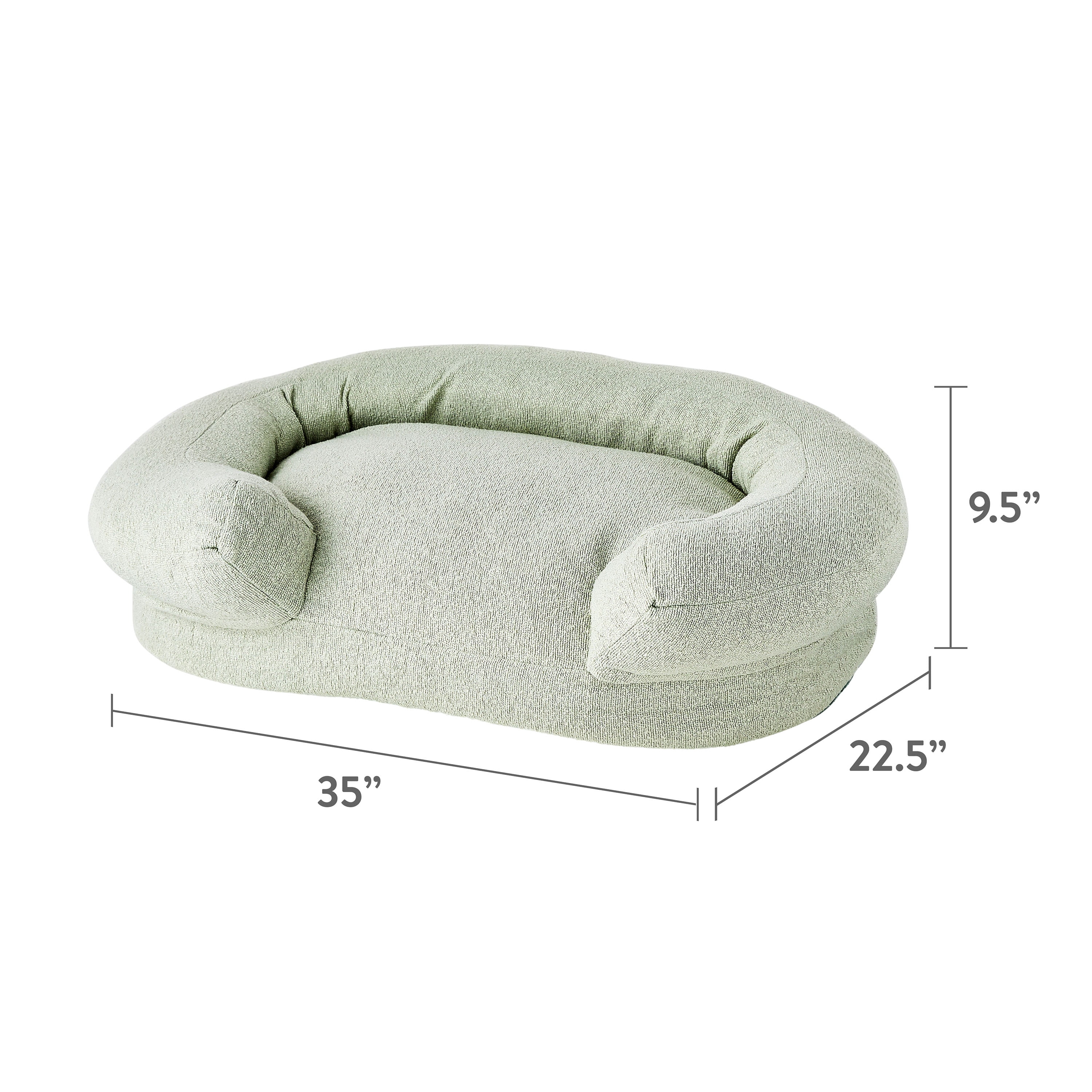 Beautiful Bolster Large Pet Bed, 44 x 34 x 25in, Sage by Drew Barrymore