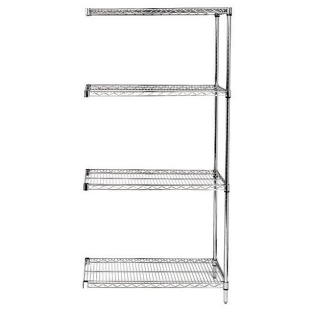Trousse d'Extension d'Étagères Grillagées Chromées à 4 Tablettes - 18 x 48 x 63 Po