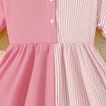 thumbnail image 5 of MIXUE Girls Casual Dresses Tween Summer Striped Color Block Print Lapel Short Sleeve Slim A Line Casual Dress Daily-Wear,Red,10-11 Years, 5 of 8