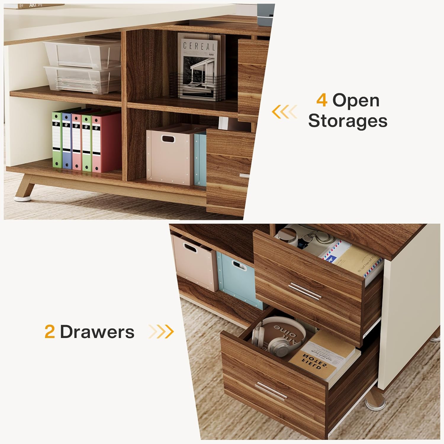 Tribesigns 71-Inch Executive Desk, L-Shaped Desk with 55-Inch Cabinet