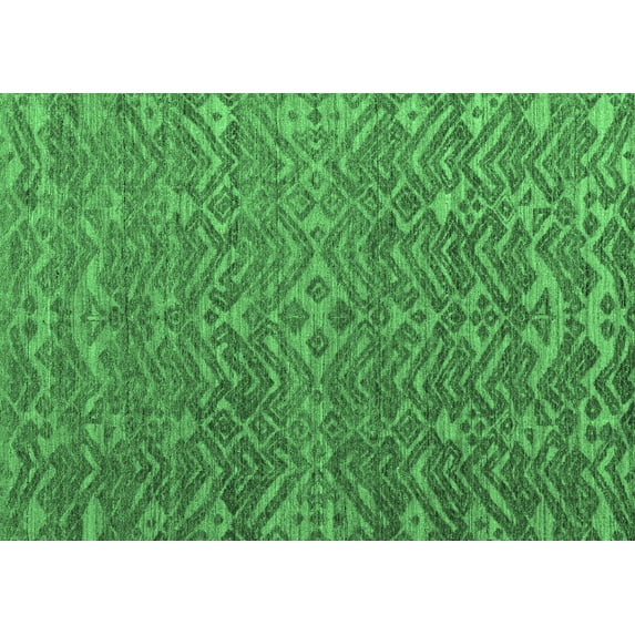 Ahgly Company Indoor Rectangle Abstract Emerald Green Modern Area Rugs, 2' x 4'