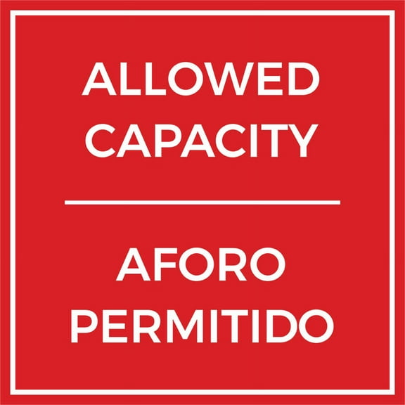 Signs ByLITA Square Allowed Capacity Door or Wall Sign | Spanish Bilingual Business And Office Signs (Red) - Large