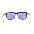 thumbnail image 4 of Eco Friendly Bamboo Wood Arm Rectangle Horn Rim Keyhole Sunglasses Black - Green Mirror, 4 of 4