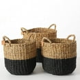thumbnail image 5 of Cape Cod Seagrass Baskets, Set of 3, Paint Dipped, Chunky Weave, Nautical Gray, Natural, Barrel Belly with Top Handles, 14 - 16 Inches T, 5 of 5