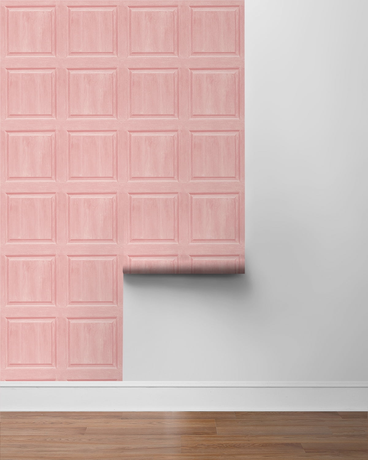 NextWall Arthouse Washed Faux Panel Peel and Stick Wallpaper 20.5 in. W x 18 ft. L - Blush