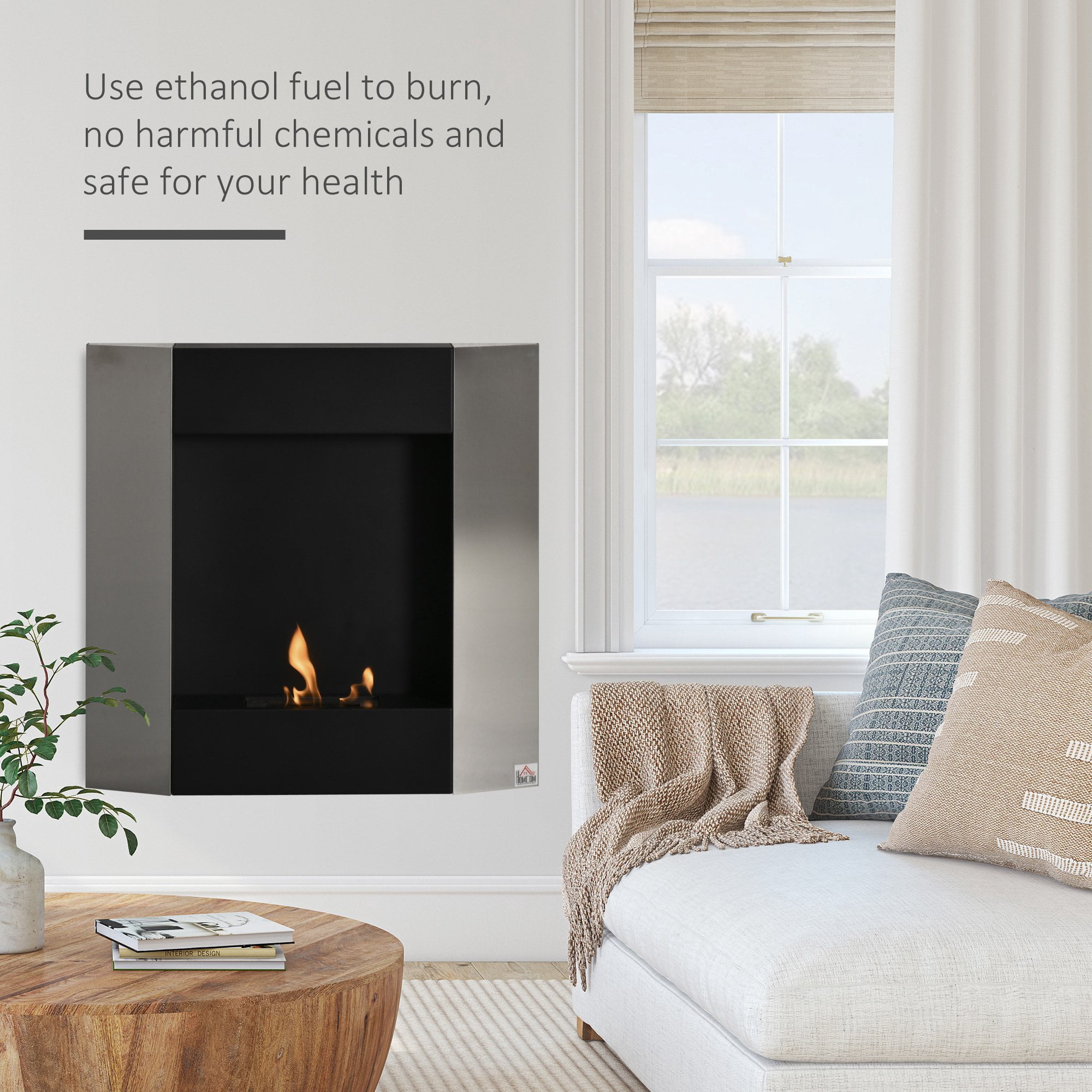 Buy Wall Mounted Ventless No Smoke Bio-Ethanol Fireplace w/ 0.2 Gallon