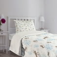 thumbnail image 3 of Ambesonne Christmas Quilted Bedspread Set 2 Pcs, Winter Retro Forest, Twin Size, Brown Blue, 3 of 5