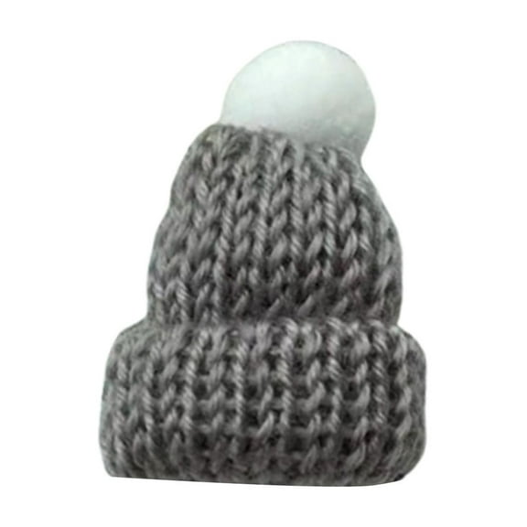 Riforla Mini Fun Knitted Little Hat DIY Doll Toy Accessories Woolen Hat Finger Decoration Hat Womens Hats Grey
