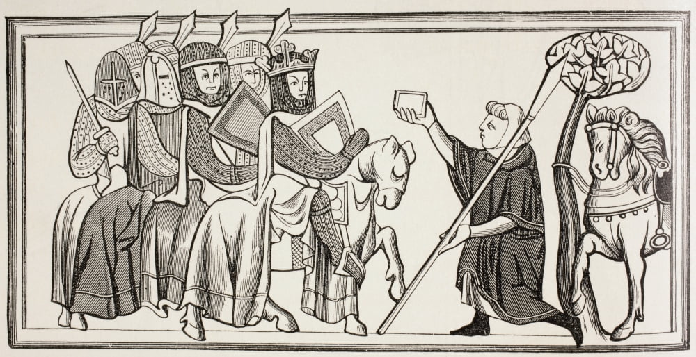 A Messenger Arrives With A Message For A King Who Is At The Head Of His Army After An Illustration In A 13Th Century Ms From Military And Religious Life In The Middle Ages By Paul Lacroix Published Lo