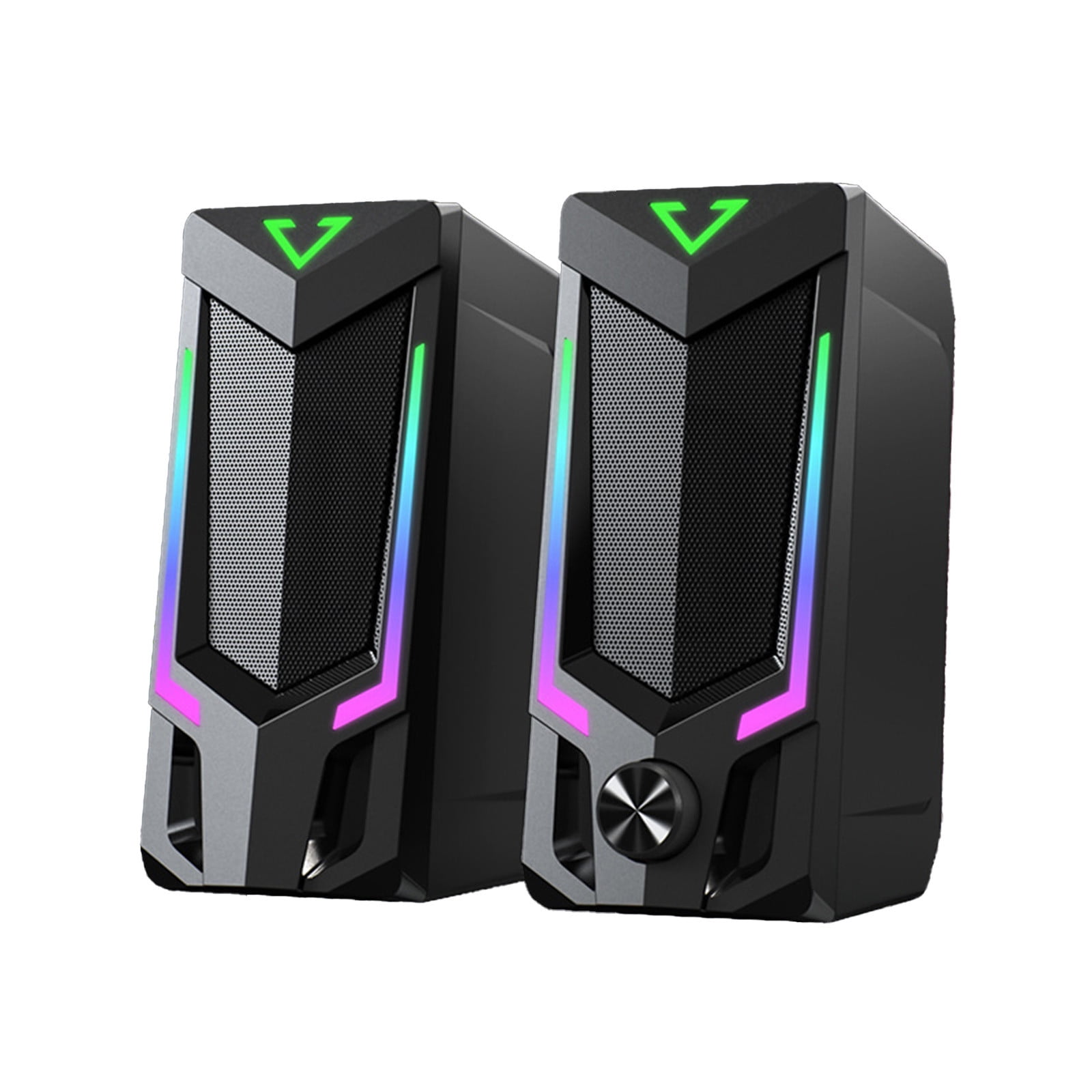 Wired RGB PC Speakers, 3.5mm Stereo Sound System, Plug-and-Play, 3W Clear Audio, Customizable Lighting, Desktop Gaming/Entertainment, No Delay, USB-Powered