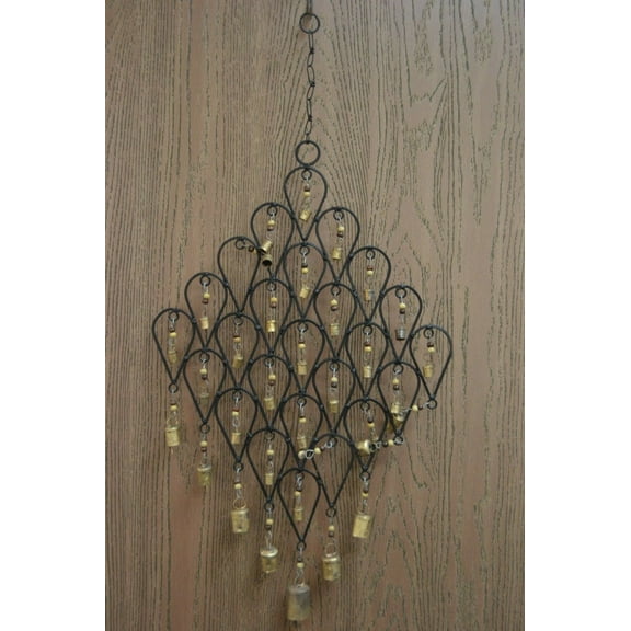 Handmade Rusty Iron Metal Bell Windchime Yard Garden