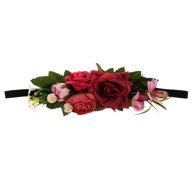 Diadema Artificiales Guirnalda De Pelo Hairband Elástica Para Novia Honor Elegante rojo Baoblaze Mujeres niños tocado