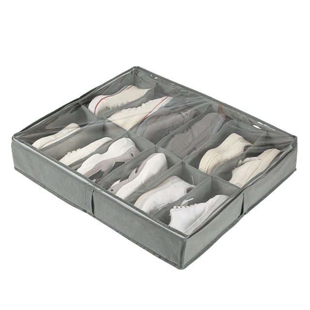XWSHYW Contenedores de Almacenamiento Caja de Zapatos Plegable de Gran Capacidad, Caja de Almacenamiento de Zapatos con Partición Inferior de Cama, Artefacto de Almacenamiento de Tela Transparente a
