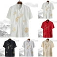 thumbnail image 5 of Mens Chinese Clothing Top Mandarin Collar Short Sleeve Embroidery Dragon Shirt, 5 of 6