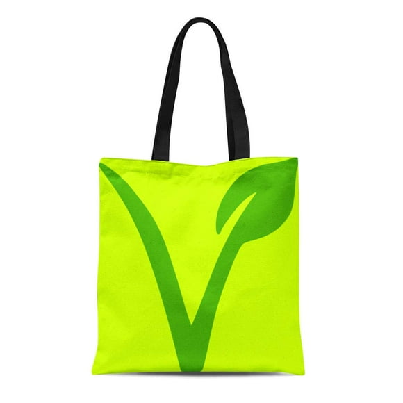POGLIP Canvas Tote Bag Ecologic Veggie Vegetarian Vegan Symbol Recyclable Farmers Pride Reusable Handbag Shoulder Grocery Shopping Bags