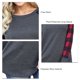 thumbnail image 5 of Sudadera de mujer de manga larga con estampado de cuadros y cuello redondo para oficina en casa, 5 of 6