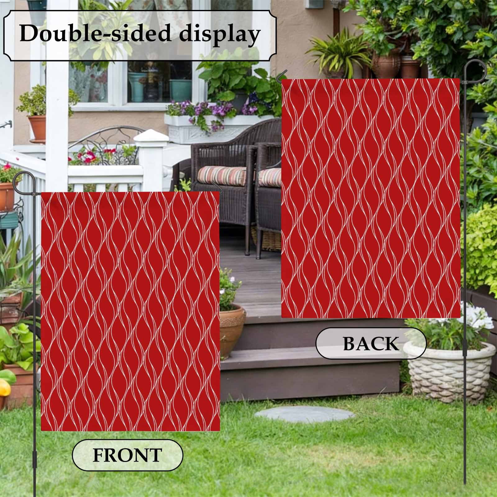 Red Stripes Lines House Flag 28 x 40 Inches, Abstract Waves Striped Classic Weather Proof Outdoor Patio Flags Double Sided Small House Decoration for Yard Lawn Outside Home