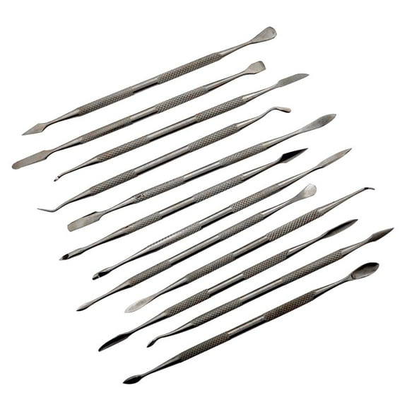 ARTIST'S BEST 12 Piece Stainless Steel Spatulas & Picks Set | Double-Ended Design | 6" (15.2 cm) - 6.5" (16.5 cm) Length | Textured Grips | For Wax, Paint, Clay Artistry | Comes with Vinyl Pouch