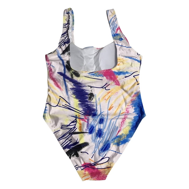 Soidarity Traje de baño de sin mangas con espalda abierta y estampado de graffiti para mujer Traje de baño Blanco 4XL Soidarity OD001445-04
