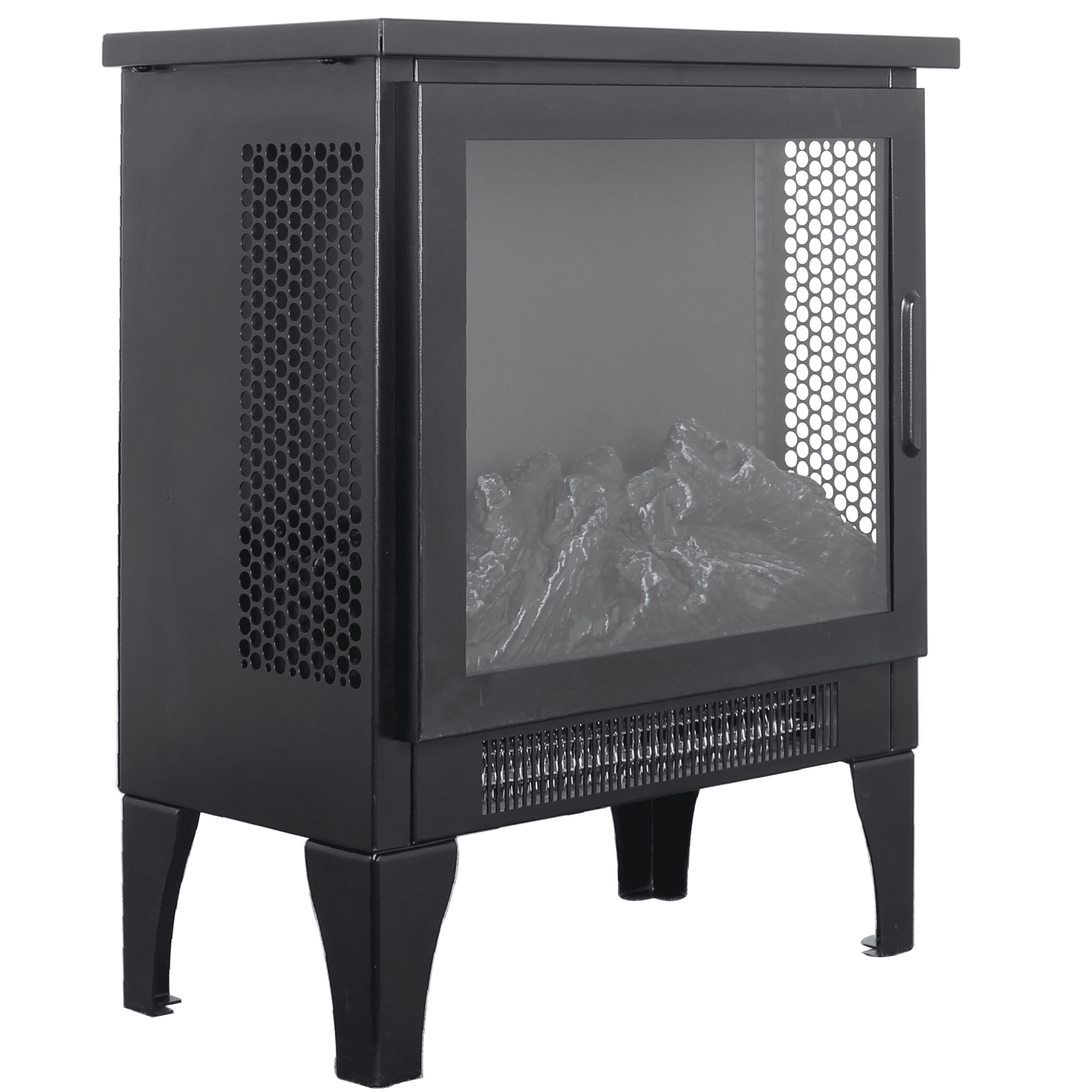 Electric Fireplace Stove Heater, PAPROOS 17" Freestanding Fireplace Stove, 3D Realistic Flame Effect, Fireplace Heater for Home Bedroom,Overheat Protection, CAS Certified, 1400W/700W, Black