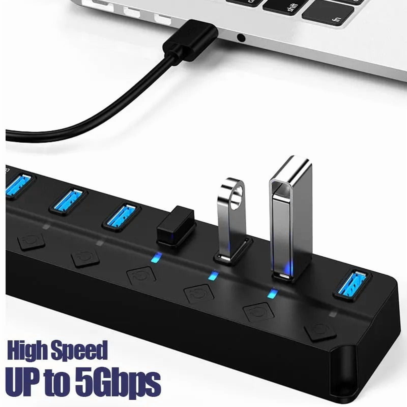 7 Port Multi USB Power Adapter USB 3.0 Splitter Hub Multiple Expander Switch Cable Docking Stations ,Fast Charging Devices