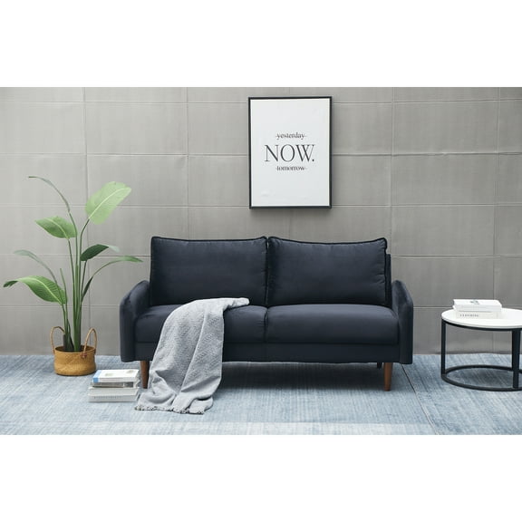 Kingway Furniture Aurora Velvet Living Room Sofa in Black